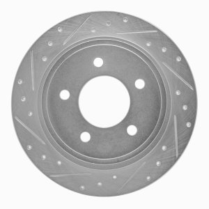 Chrysler Pacifica Brake Rotor (1) - Rear Left - R1 Concepts - Drilled & Slotted - Silver - `04-`08